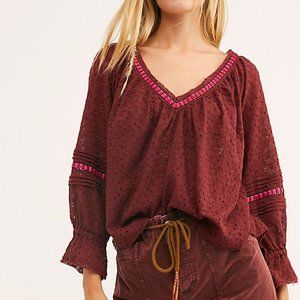 Free People Darcy Eyelet Blouse New Small